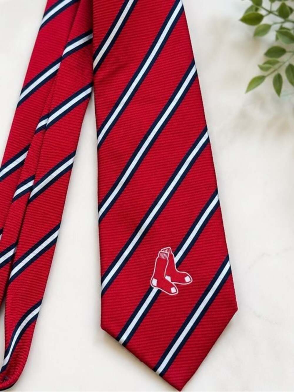 Boston Red Sox MLB Men’s Red Striped Silk Necktie Baseball Logo